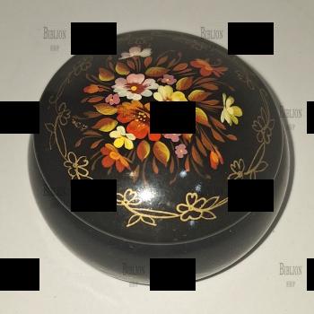 Шкатулка винтажная с авторской росписью (СССР,металл,авторская подпись) - Biblion.shop