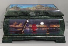  Ларец из змеевика, с иллюстрацией "Санкт-Петербург" (с зеркалом) - Biblion.shop 