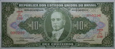Банкнота 10 крузейро, Бразилия (1953-1960 г) - Biblion.shop 