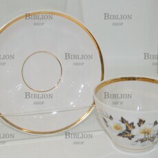 Винтажный чайная пара "Яблоневый цвет"  (Рижский фарфоровый завод RPR ,1960-е) - Biblion.shop 