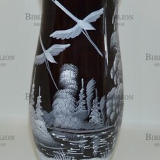 Ваза "Журавли"  (Рубиновое стекло,ручная роспись) - Biblion.shop 