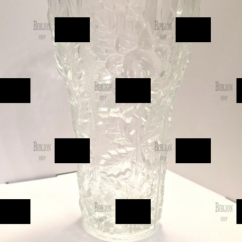 Ваза винтажная  стеклянная "Шиповник",объемный орнамент , СССР 1960-1980 ггг - Biblion.shop 