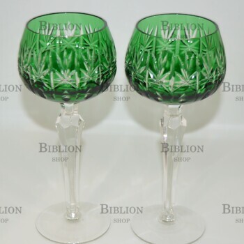 Бокалы хрустальные ,пара (Германия, цветной накладной хрусталь) - Biblion.shop 